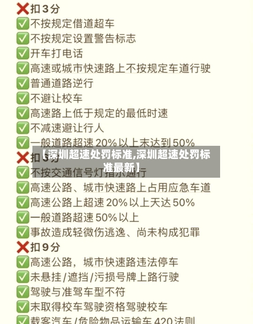 【深圳超速处罚标准,深圳超速处罚标准最新】